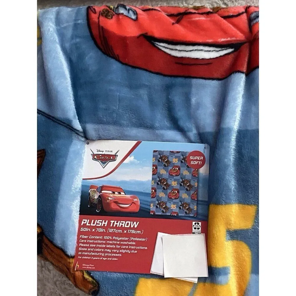 DISNEY Pixar CARS LIGHTNING MCQUEEN 95 Tow Mater Throw‎ Blanket 50 X 70” NEW
